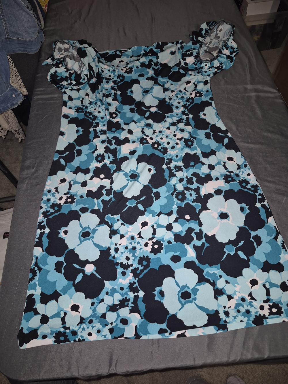 Michael Kors Blue Black White Floral High-Low Dress